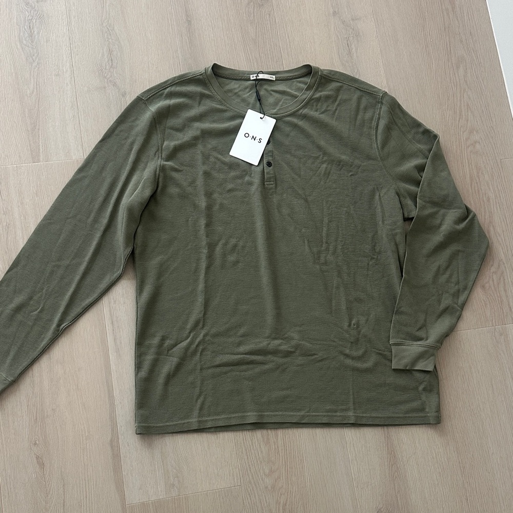 ONS Court Waffle Henley Army Green